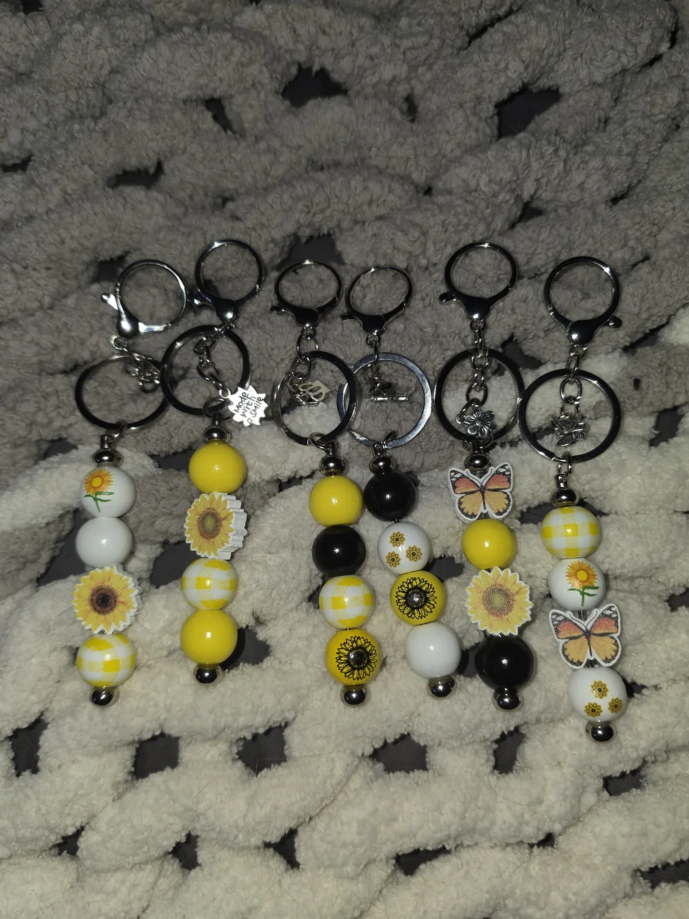 Handmade Sunflower Beaded Keychains